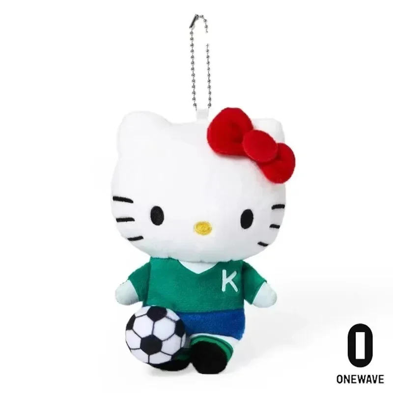 Nuevo dibujos animados Anime Sanrios 50 aniversario limitado auriculares de fútbol Panda Hellokitty colgante de felpa Kawaii bolsa muñeca llavero regalo