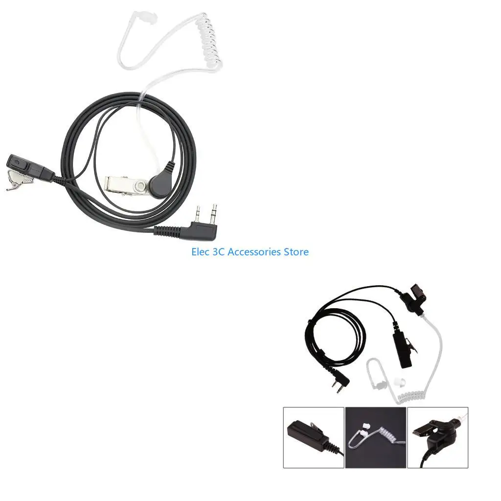 Y51A Walkie Talkies Earpiece with Mic 2 Pin AcousticTube forKenwood TYT UV-5R