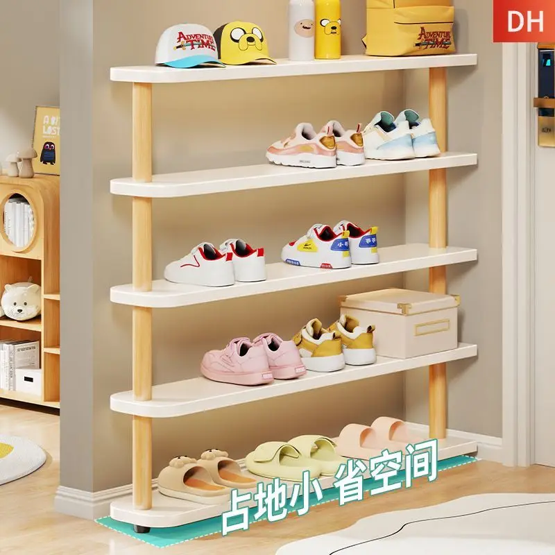 Custom Children's Shoe Rack-Specific Small Shoe Cabinet Corridor Hallway Home Entrance Narrow Wooden Storage Rack