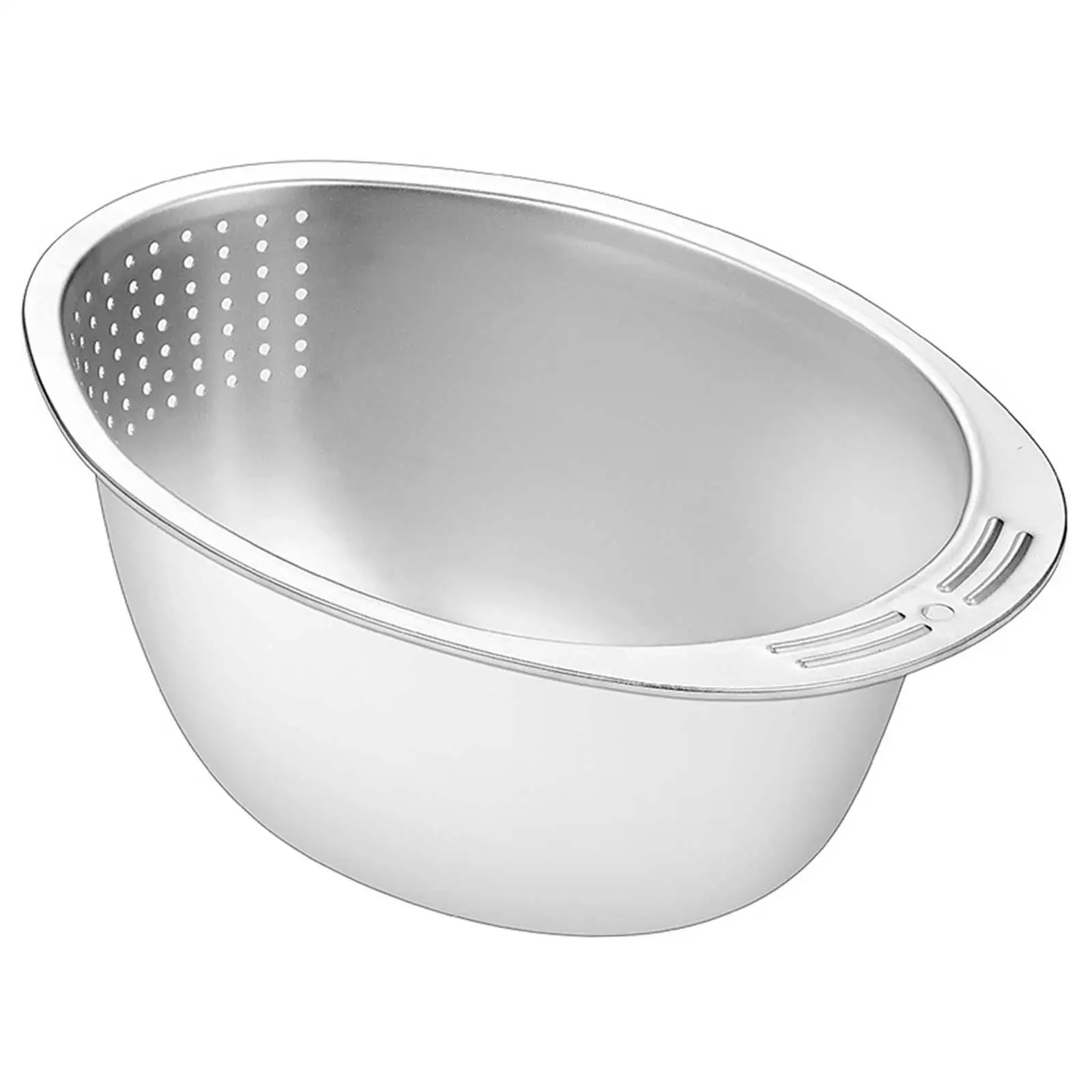 Slanted Rice Strainer Washing Bowl Stainless Steel Colander Practical Multifunctional with Side Drainage for Professional Chef