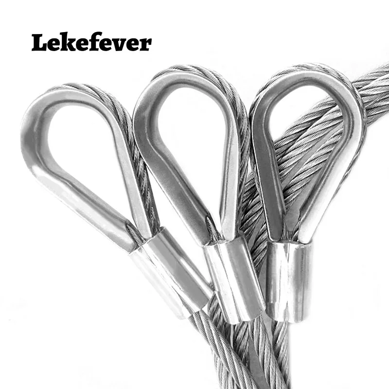 2PCS 2/3/4/5mm PVC Coated Cables With Ring Aluminum Sleeve Pressing Multi Functional Safety Ropes Stainless Steel Wire Slings