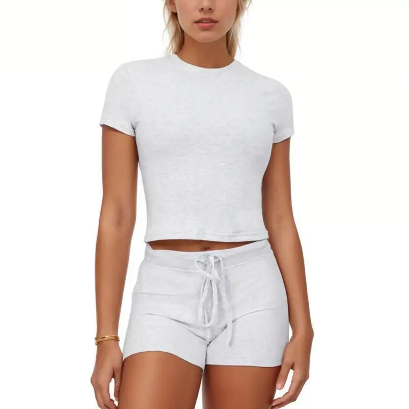 タグキタ-レディース-半袖ショートセット-y8476-クロスボーダー新作-ショートパンツとトップスのコンボ-快適で通気性のあるスリープウェア