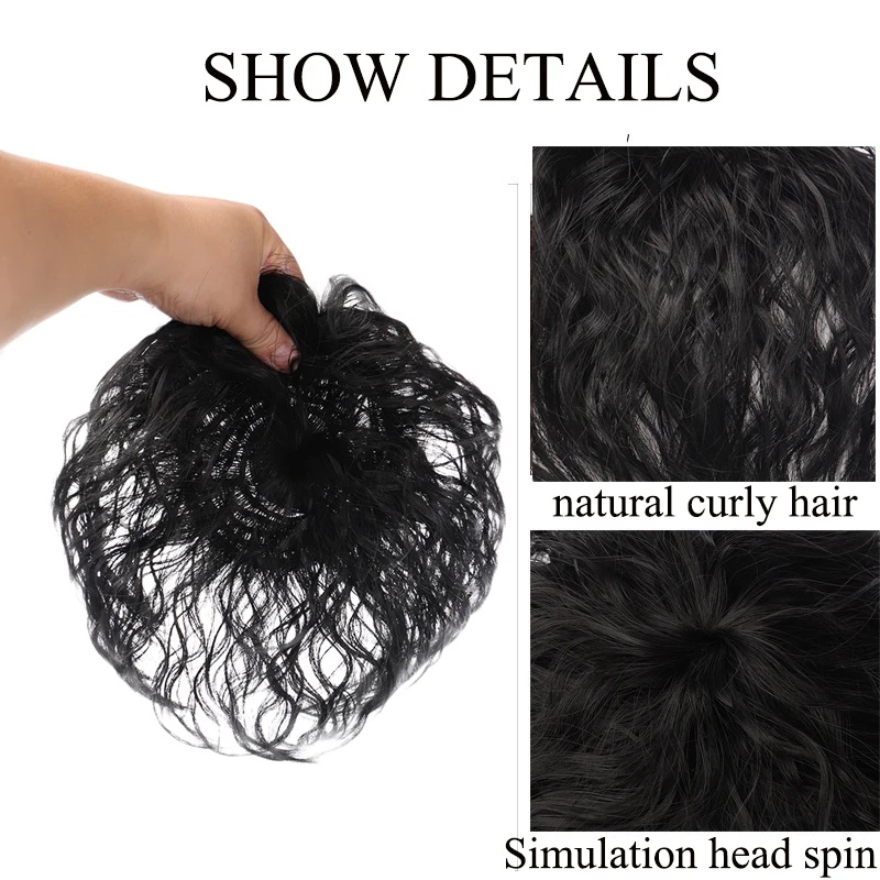 MANWEI Synthetic Wig Natural Extension Hair Clip Fusion Hair Extensions for Women Block Curly Wig Corn Beard