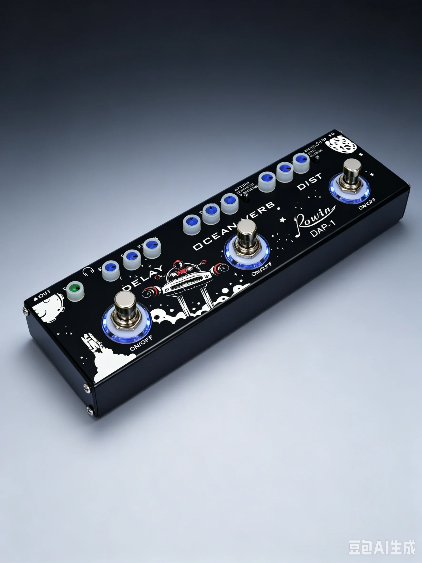 ROWIN Guitar Multi Effects Pedal, Distortion+Ocean Reverb+Delay Combined Guitar Effect Pedal with Headphone Output,True Bypass