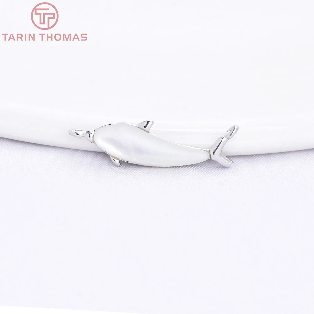 (4810) 6x20.7MM 24K Gold Color Brass with Natural Shell Fish Shape Pendants High Quality DIY Jewelry Making Findings