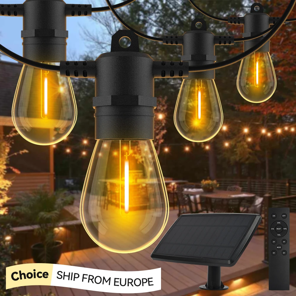 Solar LED String Lights Outdoor Fairy Light 15M Patio Hanging Lights  Waterproof Garland Light For Garden Backyard Home Party