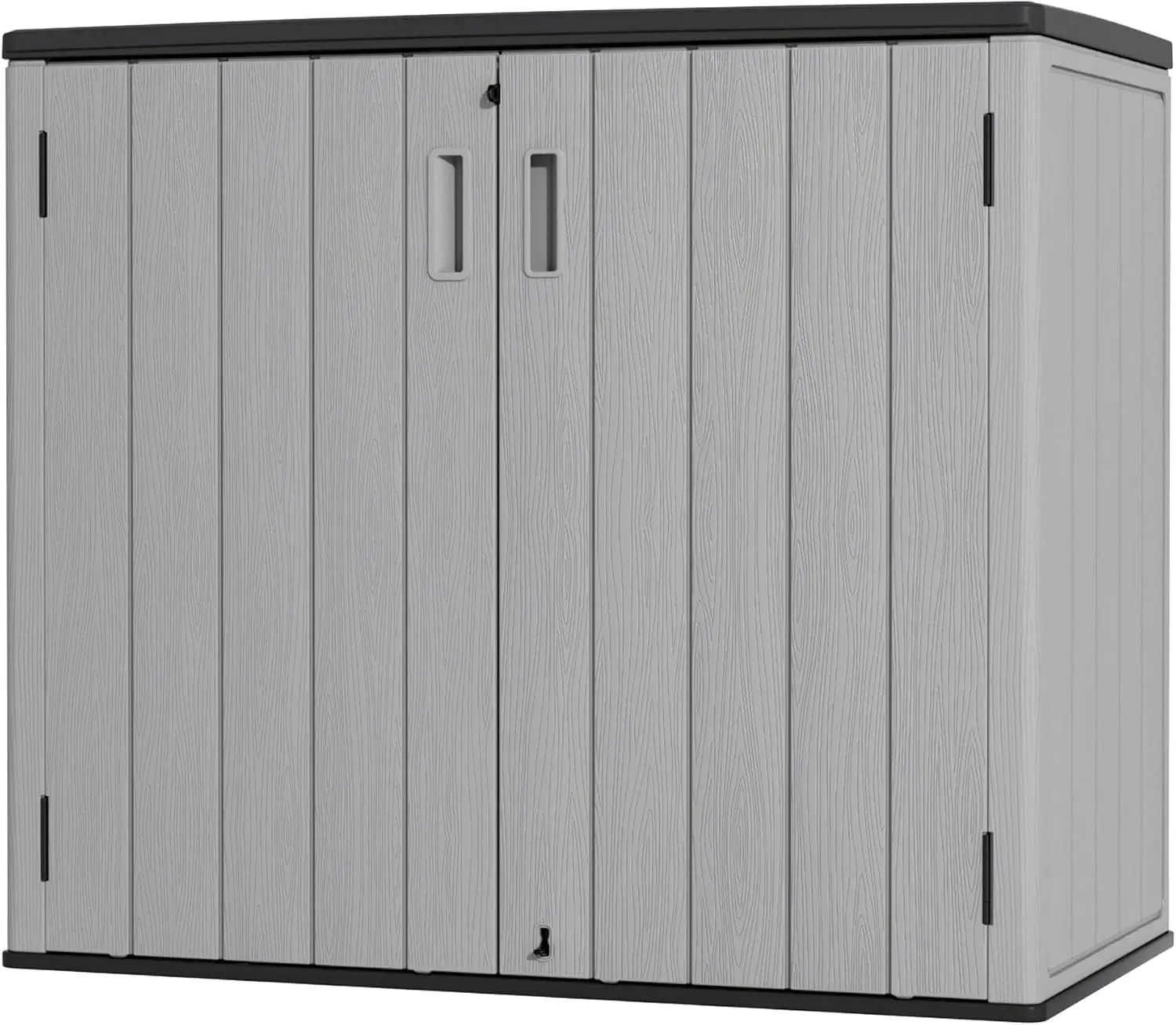 Large Outdoor Storage Box, Waterproof Resin Storage Shed, Backyard Deck Organizer Cabinet, Lockable Utility Container For Garage And Balcony, Modern Weatherproof Tool Holder, Pale Grey