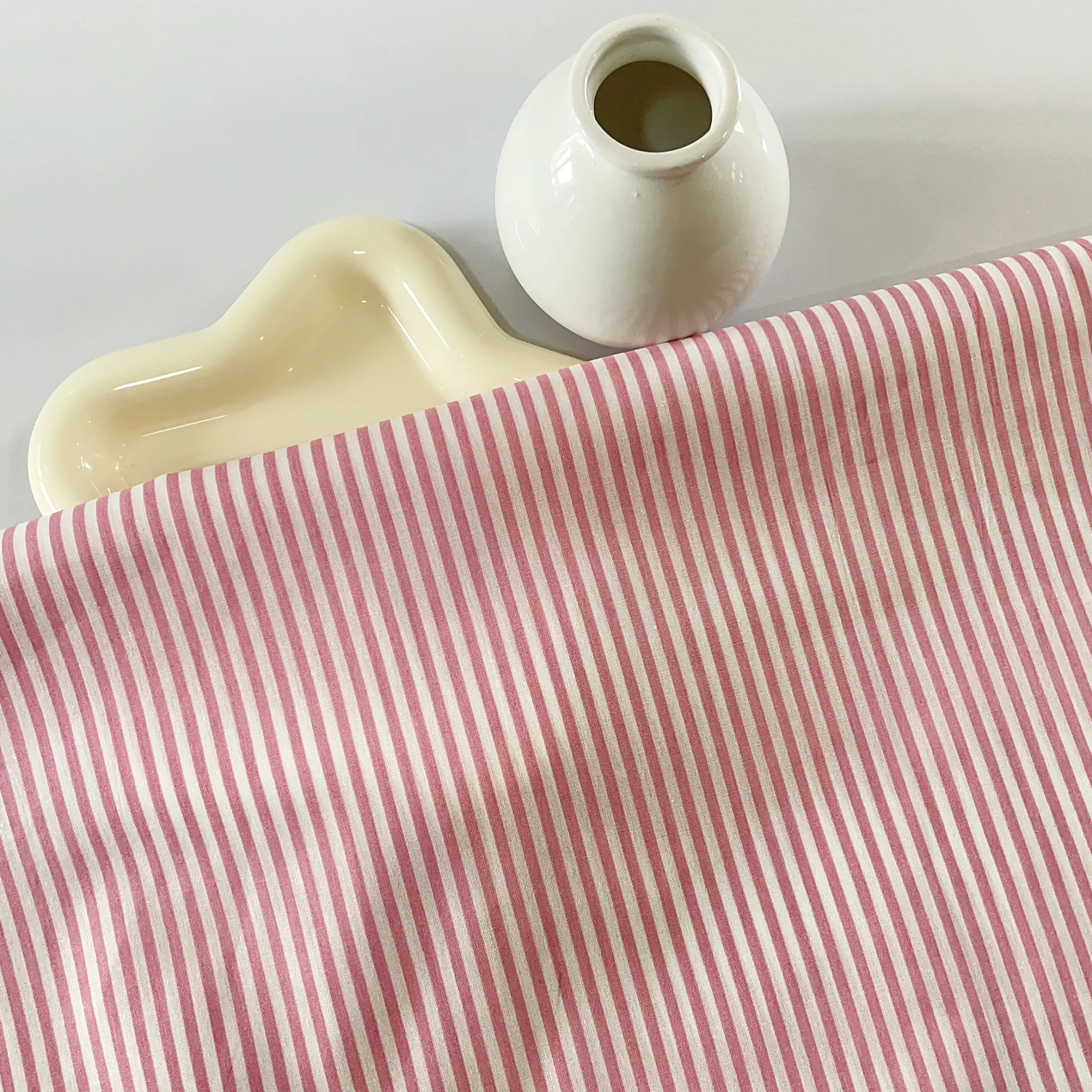 Pink Vertical Stripe 100% Cotton Fabric | Breathable Woven Cloth for Shirt Dress Home Textiles DIY Sewing Crafts 145cm Width
