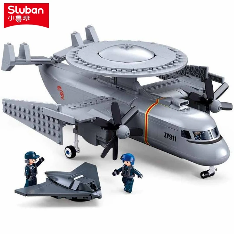 291PCS Military KJ-600S AEW Model Bricks Airborne Early Warning Aircraft Building Blocks Sets Educational Toys for Children
