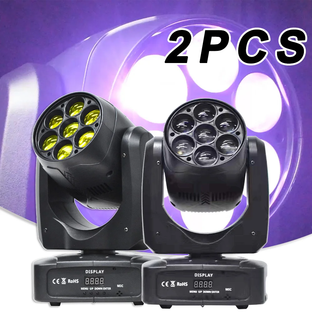 2PCS LED RGBW 7x20w Zoom Beam Wash Effect Party Stage Lighting Moving Head Disco Dj Wedding Event DMX512 Music Control 11/17CH