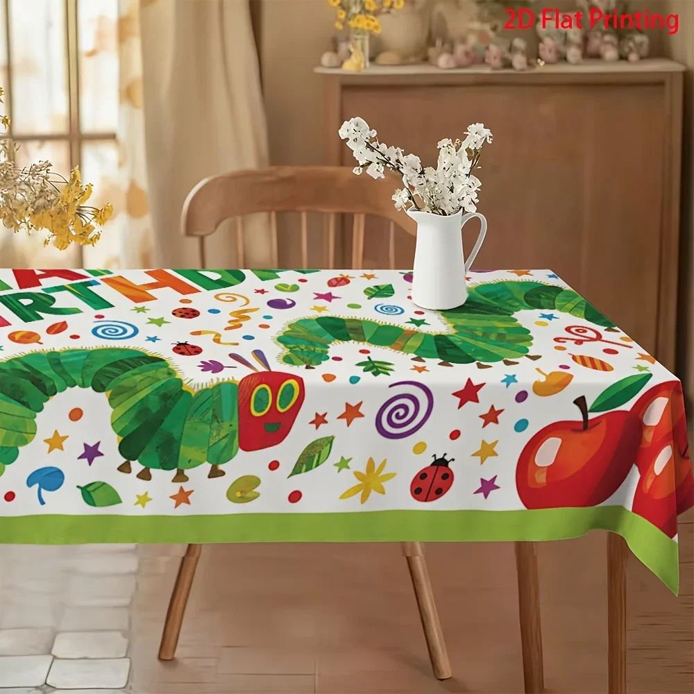 1pc high-end versatile spring main element: green caterpillar, slogan: BIRTHDAY Tablecloth 2Dxzj