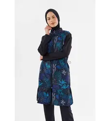 NBB navy blue leaf pattern hijab swimsuit