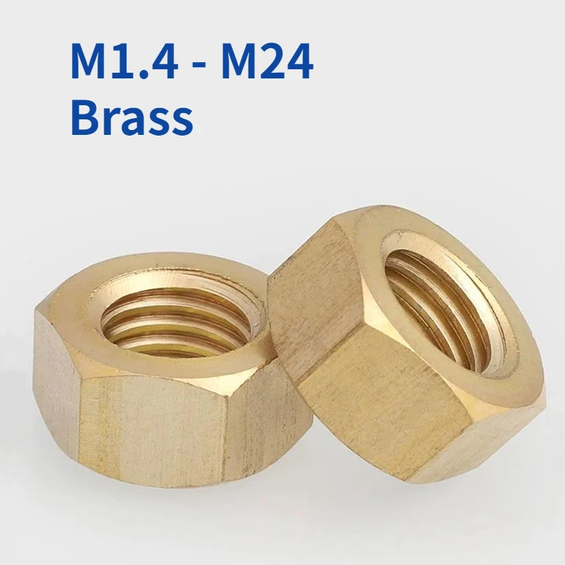 1/10/30/50pcs M1.4 M1.6 M2 M2.5 M3 M4 M5 M6 M8 M10 M12 M14 M16 M18 M20 M22 M24 Brass Copper Hex Hexagon Nut