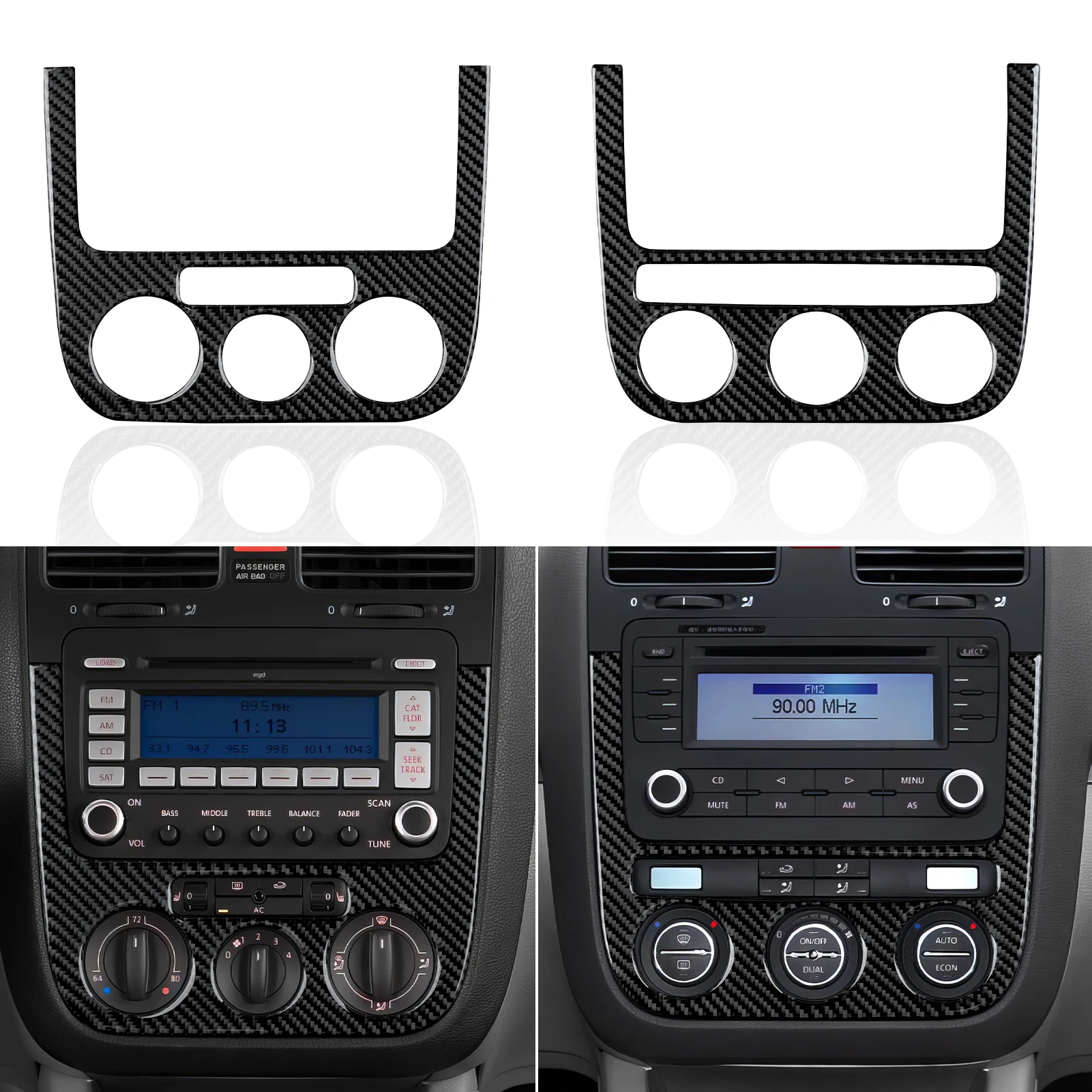 For VW Jetta V Golf V MK5 R32 GTI Plus Variant, Car Center Console CD/Climate Adjust Panel, Carbon Fiber Interior Sticker