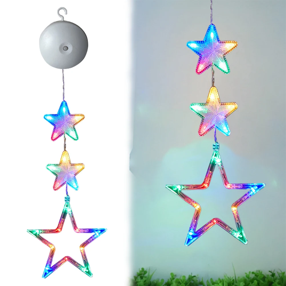 1/3pcs Christmas Window Hanging Light Multicolor LED Sucker Lamp Battery Operated with Suction Cup for Xmas Tree Fireplace Decor