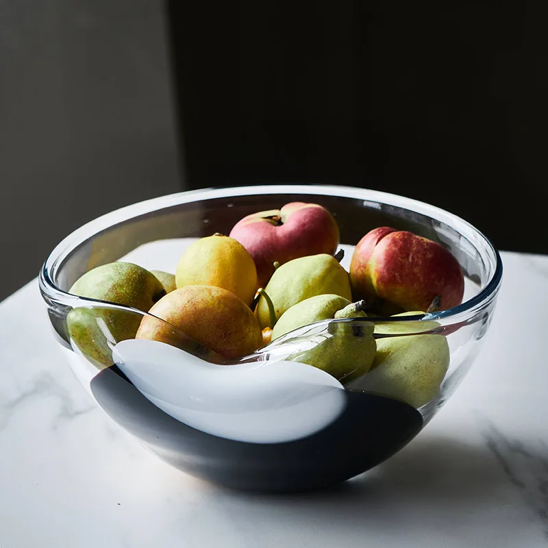 Modern large gradual change spots transparent straight tube creative cannonball glass vase large mouth fruit plate countertop