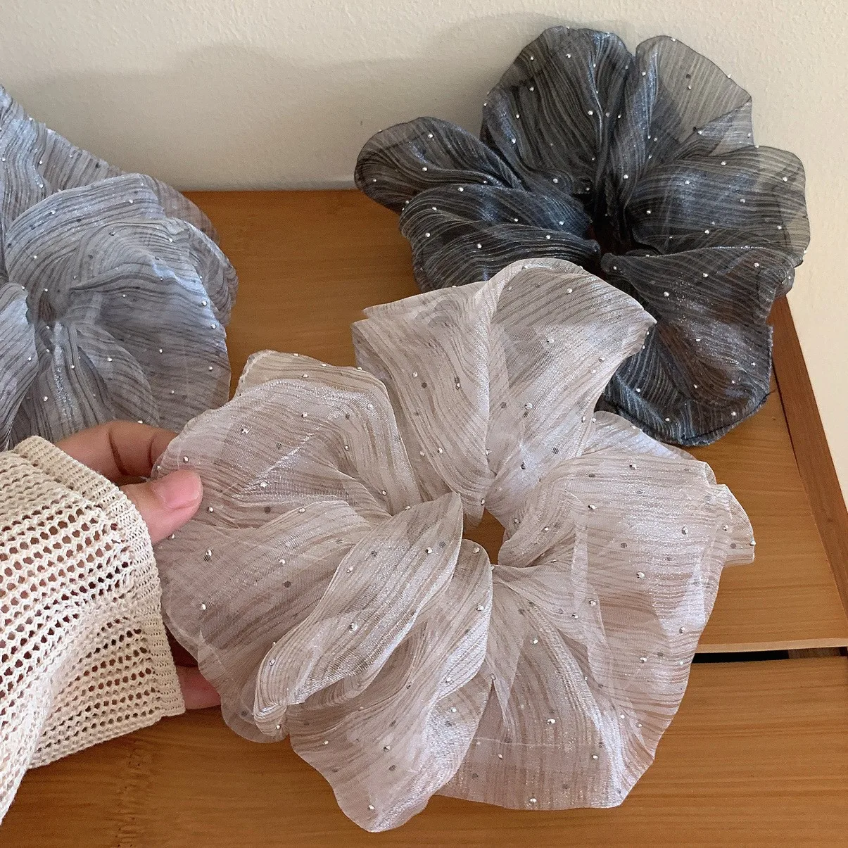 

Organza Oversize Scrunchies Elastic Hair Bands Women Hair Ties Ponytail Holder Headbands Hair Ropes Hair Accessories Fashion