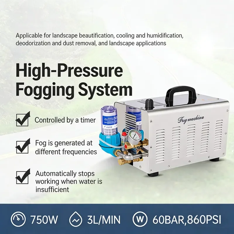 i DaringFish 750W-3.0kW 860PSI 60BAR 3L/min Pump Mist Cooling System with Water Mist Nozzle 10 Bar Outdoor Atomization System