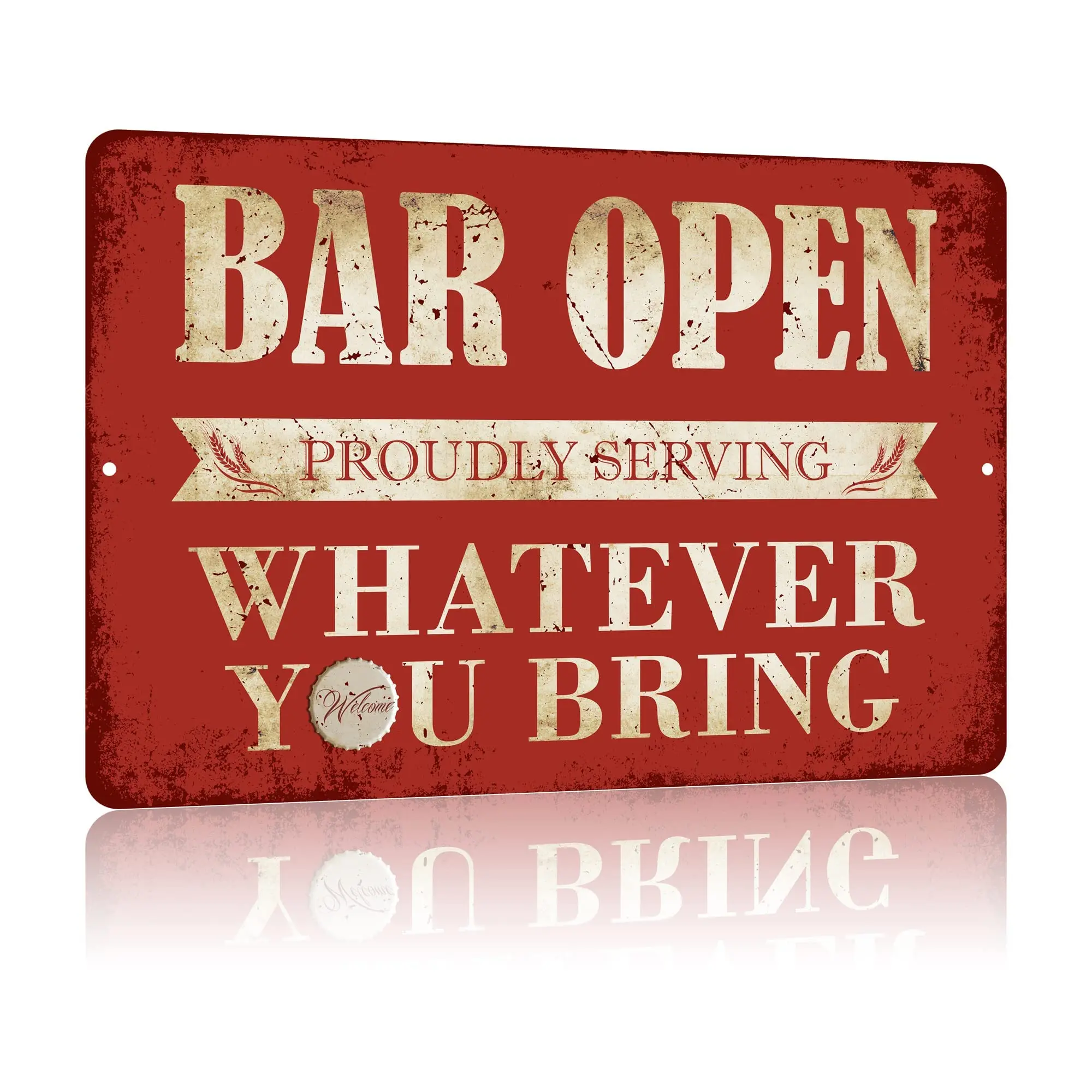 Vintage Bar Sign Decor Funny Bar Open Metal Signs for Home Bar Man Cave Decor Gifts - 8 X 12 Inches Indoor & Outdoor - Proud