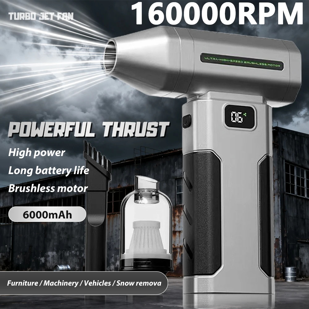 Mini Elektryczny Dmuchawa Powietrza 160000 RPM, Mocna Dmuchawa 6000mAh, Ręczna Dmuchawa do Kurzu Samochodowego, Bezszczotkowy Turbo Jet Fan, Odkurzacz Samochodowy