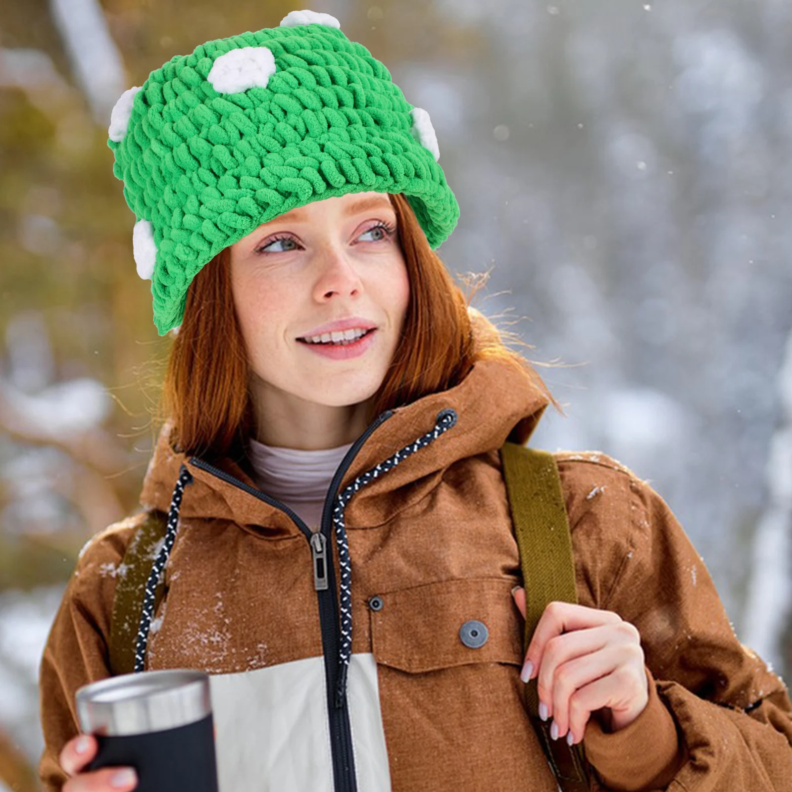 

Adorable Knitted Mushroom Hat Party Novelty Winter Unique Costume Decorative Cap for Men Women Outdoor Cottagcore Novelty Hat
