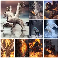 Animal DIY 5D Diamond Painting Kits Full Drill Horse Unicorn Diamond Mosaic Hand Inlaid Rhinestone Embroidery Home Decor Gift
