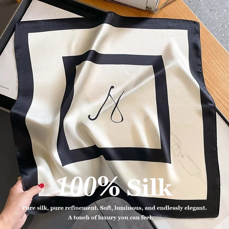 Luxuriöser Hochwertiger 100% Natürlicher Reiner Seidenschal Damen Haarband Modisches Quadratisches Tuch Stirnband Halstuch Foulard Bandana