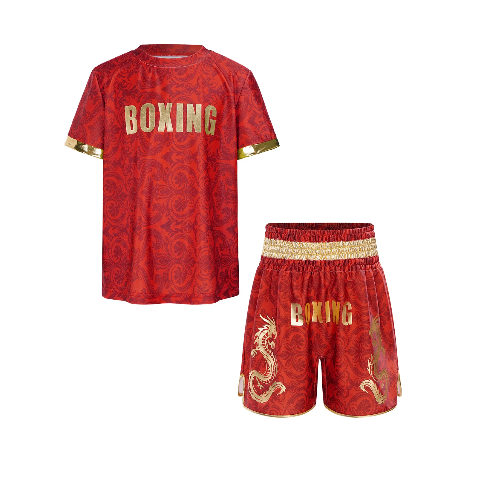 Kids Boxing Outfit for Boys Girls Muay Thai Boxing Jersey Fighting Wear Quick-dry Tops with Shorts Sets Fight Grappling Costume