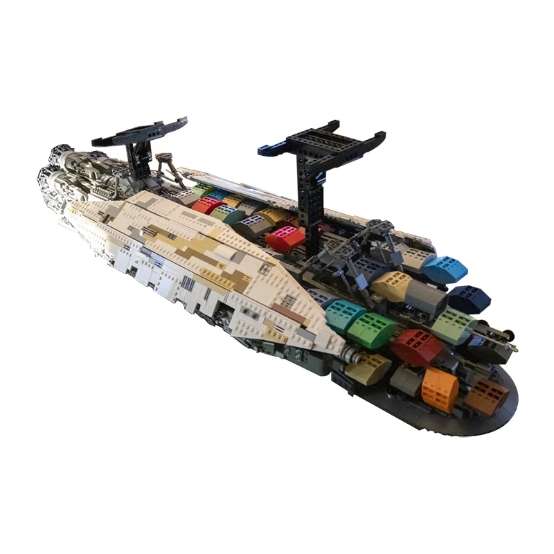 MOC Space Wars GR-75 średni Transport statek kosmiczny zestaw klocków okręt wojenny Rebel sterowiec cegły zabawki modele dla dzieci prezenty