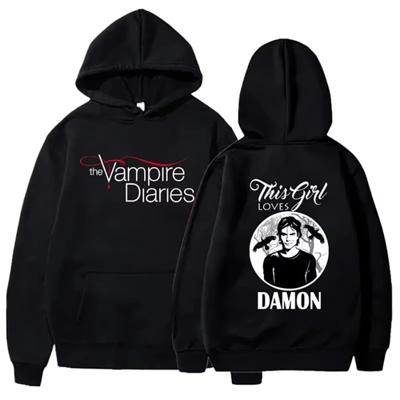 2025 The Vampire Diaries Hoodies Women Fashion Personality Hooded Sweatshirt Casual Outdoor Loose Long Sleeve Pullover