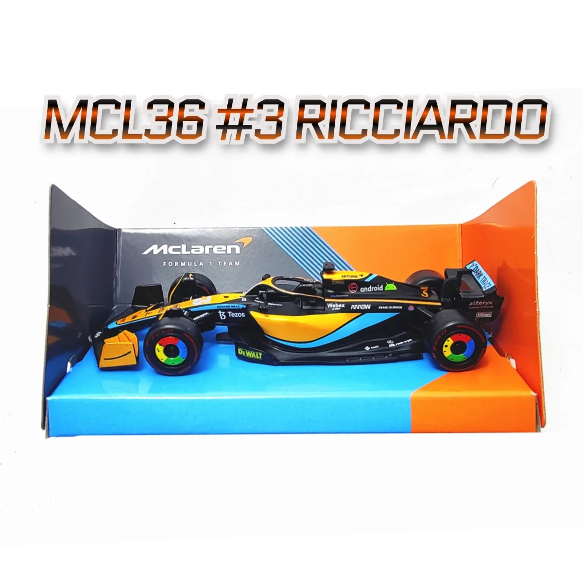 限定版 ブラーゴ マクラーレン MCL36 # リカルド F1 カーモデル 3台、1/43スケール フォーミュラ1 レーシング ミニチュア コレクションフィギュア おもちゃ