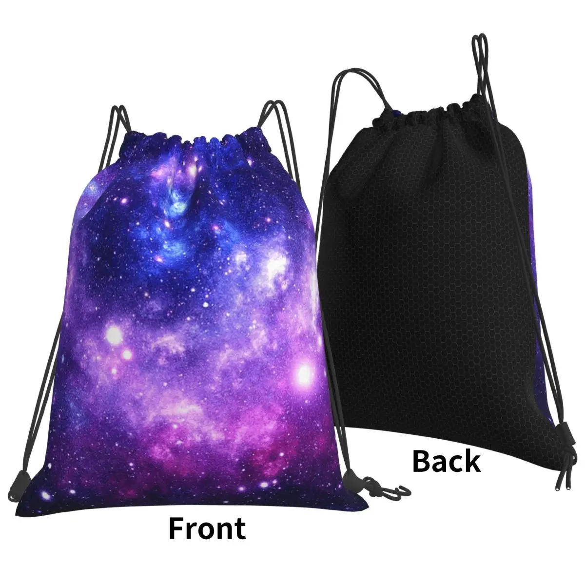 Purple Blue Galaxy Nebula Backpacks Portable Drawstring Bags Sports Bag Book Bags for Man Woman Students