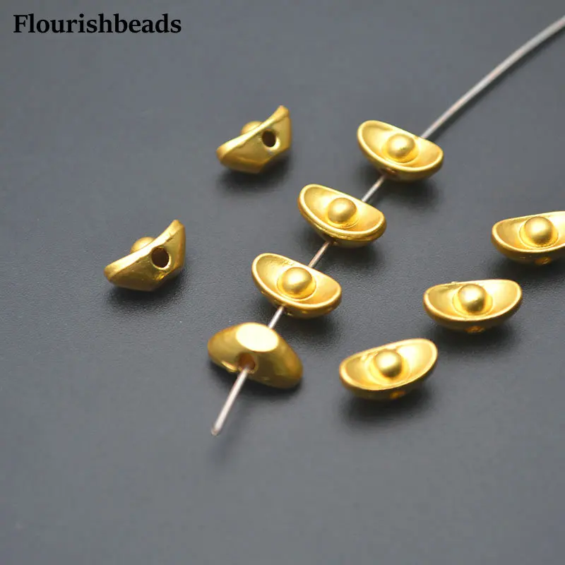 30pcs Gold Ingot Shape Metal Spacer Beads For Bracelet Necklace making