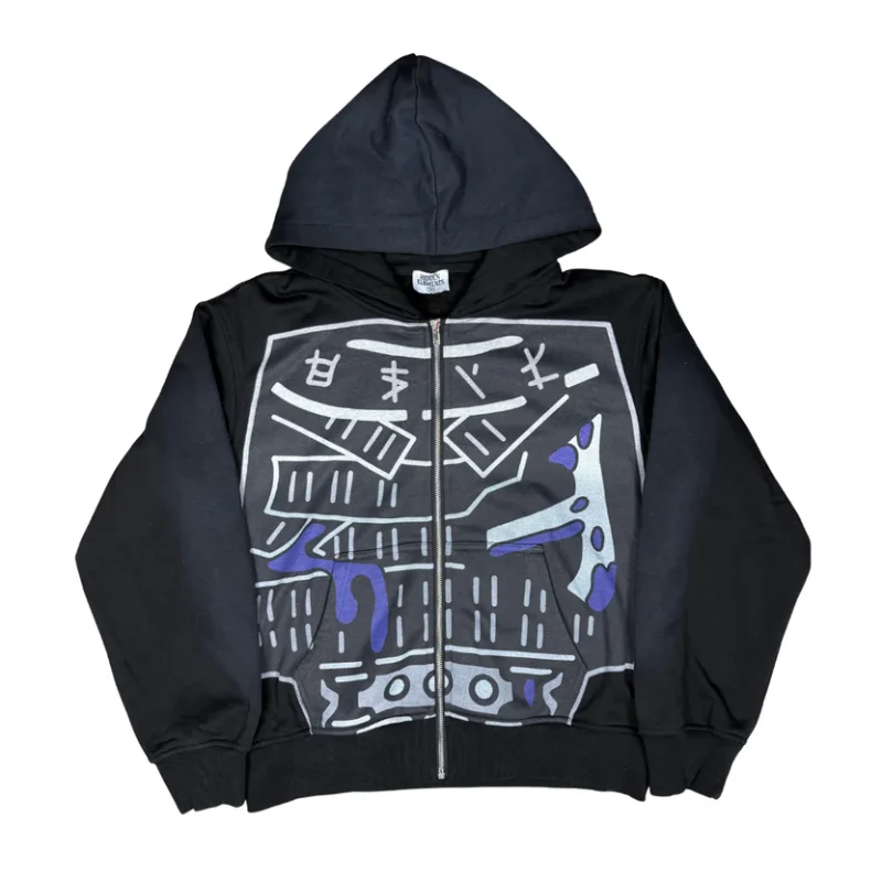Ninja Cartoon Grafische Y2K Zip Hoodie Jas Heren Dames Loose Fit Streetwear Sweatshirt met capuchon Casual Hip Hop Fashion Sweatshirts