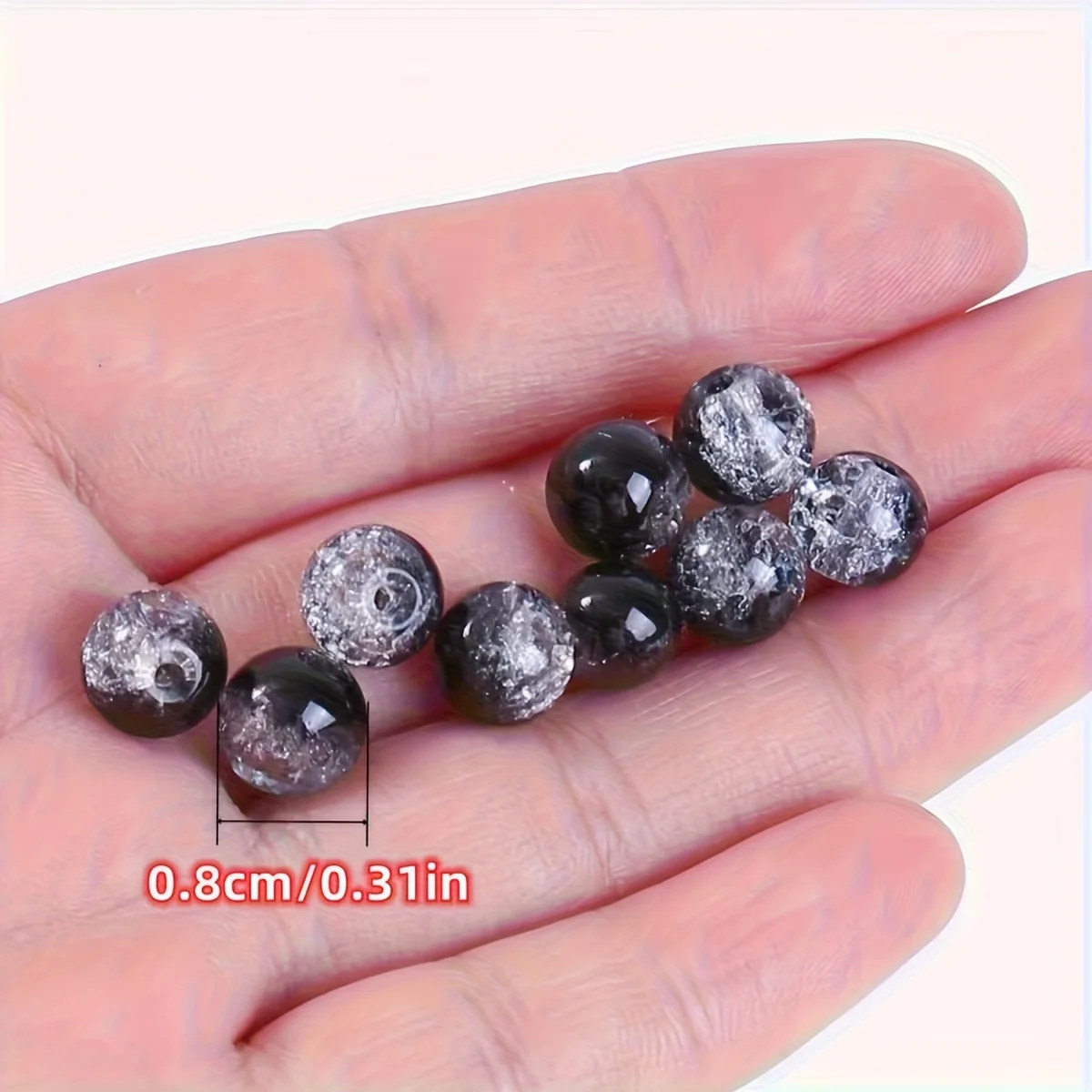 About 100pcs 8mm Black White Color Crystal Glass Cracked Round Beads Jewelry for DIY Handicrafts Earrings Necklaces Bracelets