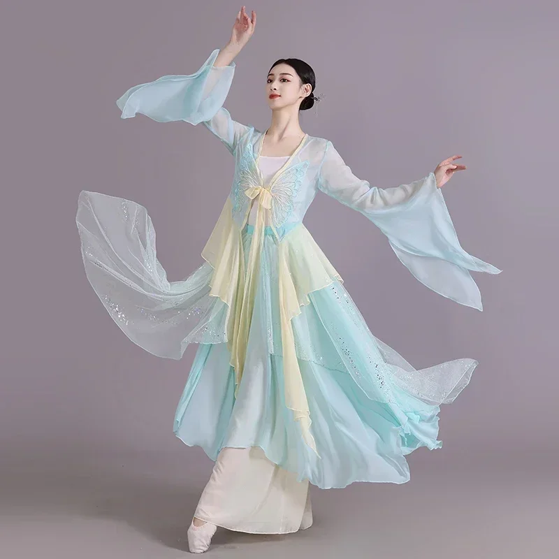 

Oriental Classical Dance Performance Clothing Butterfly Shirt Sequin Dress Hanfu Folk Dance Female Art Test Chinese Folk Wear