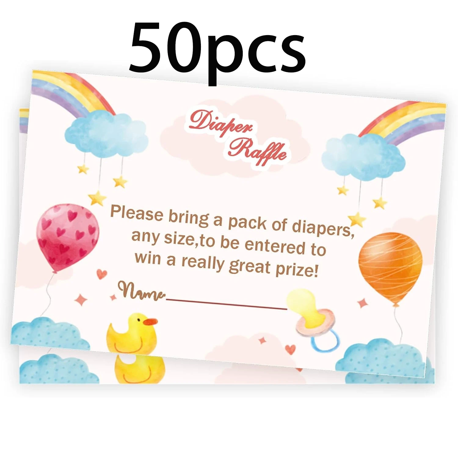 50pcs Diaper and Wipes Raffle Tickets 3.5×2 Inch Invitation Insert Game Activity Card Special Card