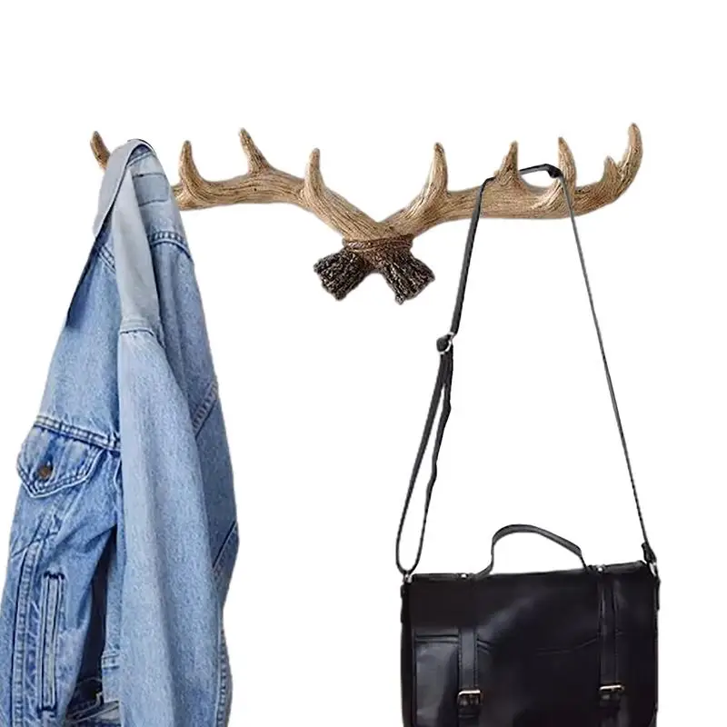 Antler Coat Rack Wall Mounted Resin Retro Coat Hook Clothes Hanger Rack Hanging Wall Decorations for Coat Hat Towel