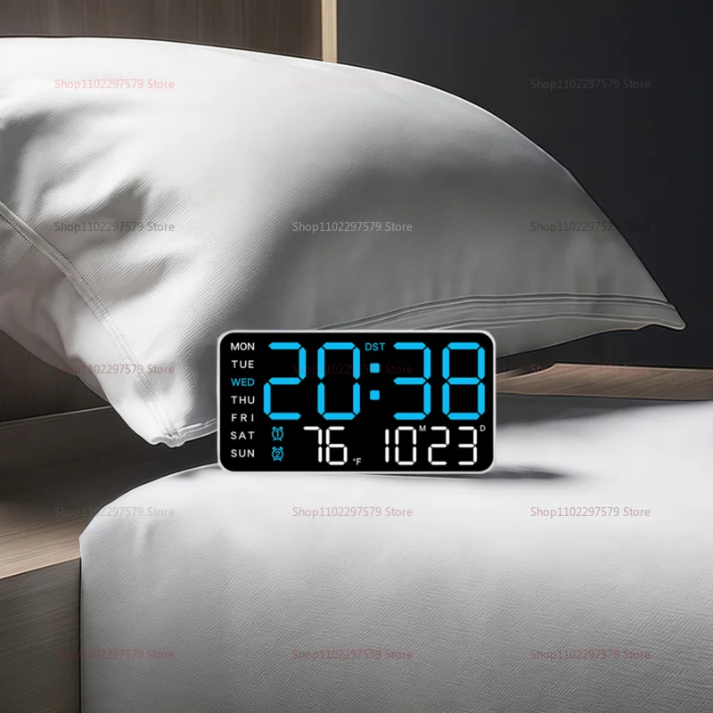 Large Digital Wall Clock LED Square Electronic Clock Multi-Function Living Room Hanging or Vertical Dual Purpose Timer