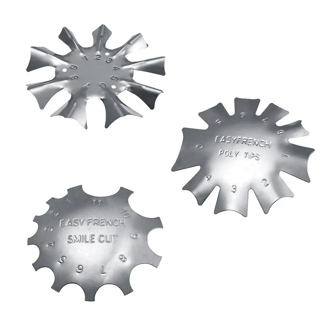 

3 piece size nail art edge trimmer stencil for acrylic french nails modellage