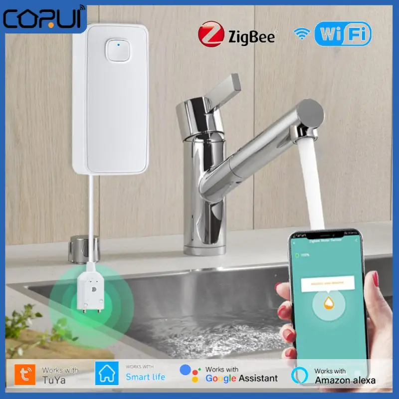 Tuya Zigbee/WIFI Smart Water Leakage Alarm Sensor Smart Life Water Overflow Alarm Detector Flood Sensor For Alexa Google Home