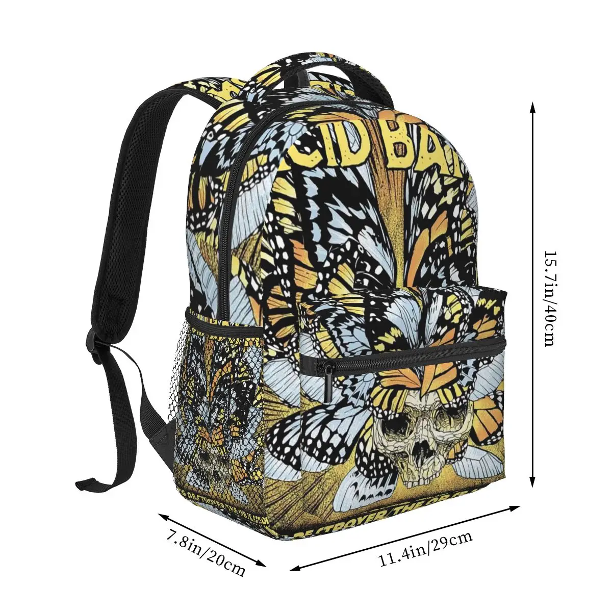 Band Acid Bath When Kite Line Pops Sludge Heavy Metal Hate Eyes Student Backpack School Bag Hiking Daypack Bookbag Shoulder Bags