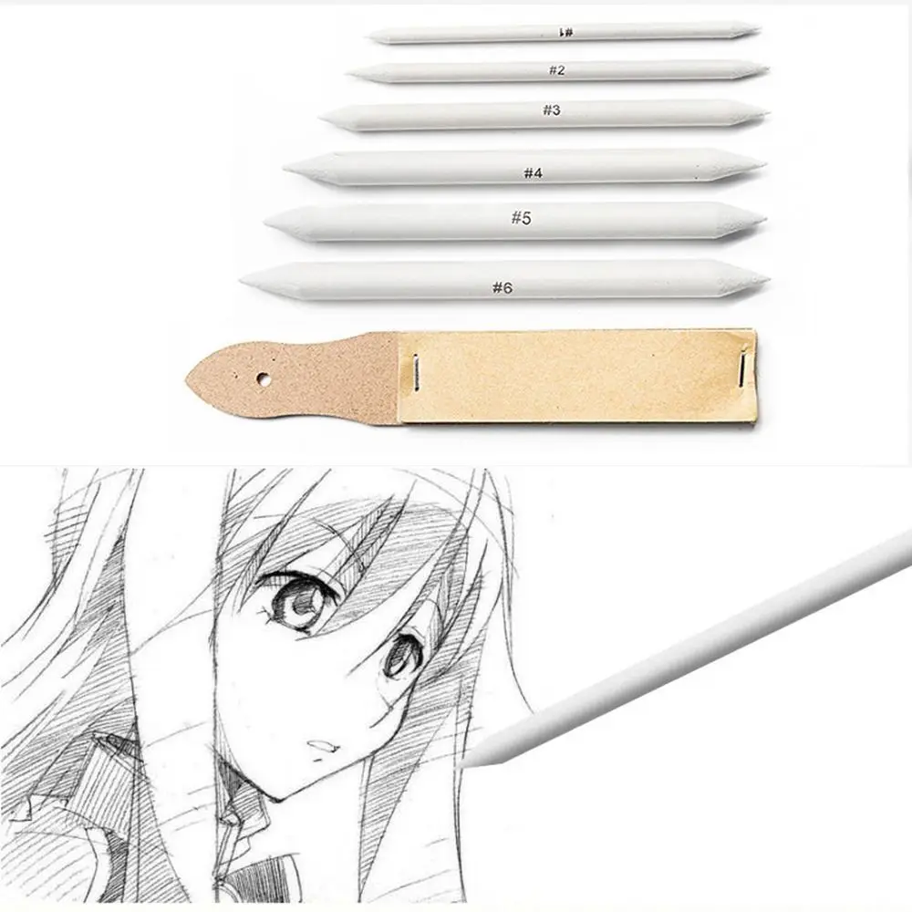 

16pcs Solid Blending Stump and Tortillion Set Durable Exquisite Paper Art Blenders with Sandpaper Pencil Sharpener Convenient