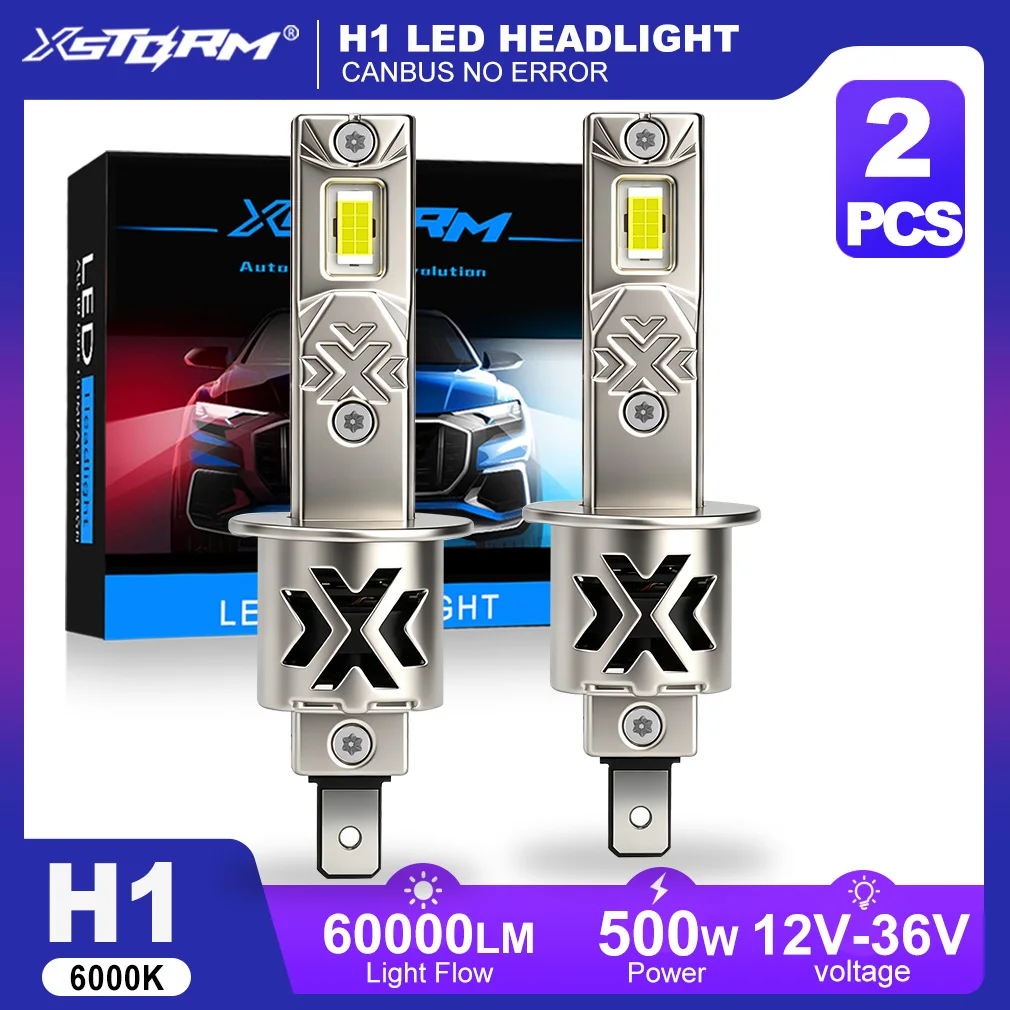 XSTORM H1 LED Lights for Car 60000LM 500W LED H1 Fog Headlights Canbus No ERROR High Power Auto Turbo Lamps 6000K Plug&Play