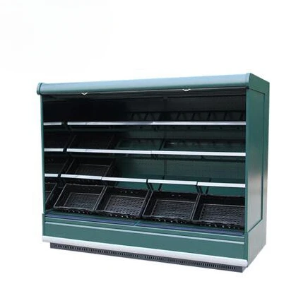 Environment Friendly Fruit Vegetable Display Refrigerator Commercial Supermarket Open Chiller with Plastic Basket