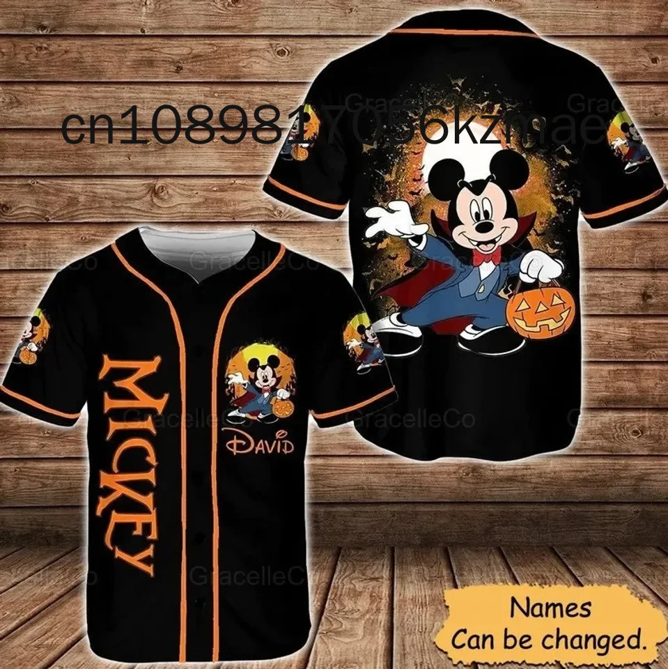 2024 New Disney Halloween Baseball Jersey Custom Streetwear Fashion Summer Men\'s And Women\'s Short Sleeve Baseball shirt