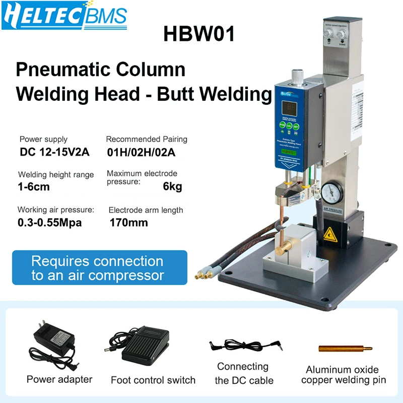 

HBW01 Column Pneumatic Welding Head Hardware Welding Tool for Lithium Battery/Aluminum to Nickel/Copper Sheet Welding