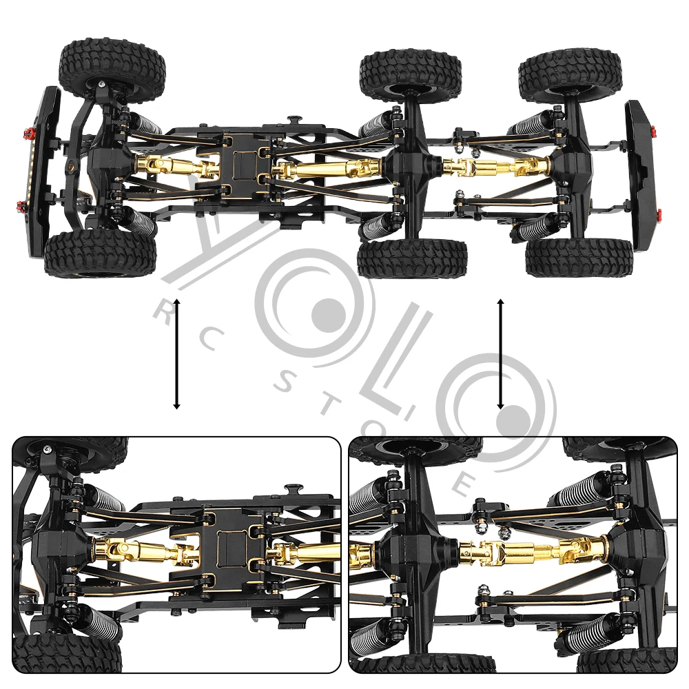 TRX4-M Mosiądz i metalowa rama podwozia samochodu RC 6x6 z przednimi środkowymi tylnymi osiami Skrzynia biegów DIY dla TRX4M 1/18 RC Crawler Części