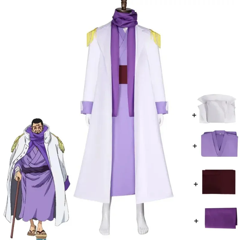 

Anime General Issho Cosplay Costume Fujitora Admiral Marine Trench Japanese Purple Kimono Cloak Man Halloween Carnival Suit
