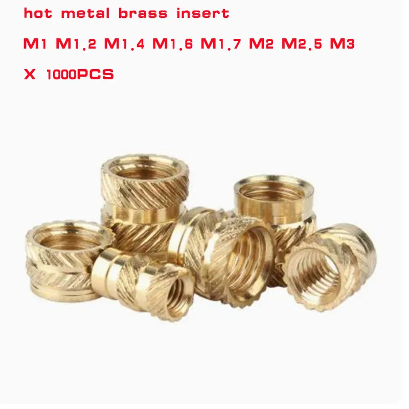 

1000psc M1 M1.4 M1.6 M1.7 M2 M2.5 M3 Brass Insert Nut Hot Melt Knurled Thread Heat Injection Molding Embedment Copper Nut